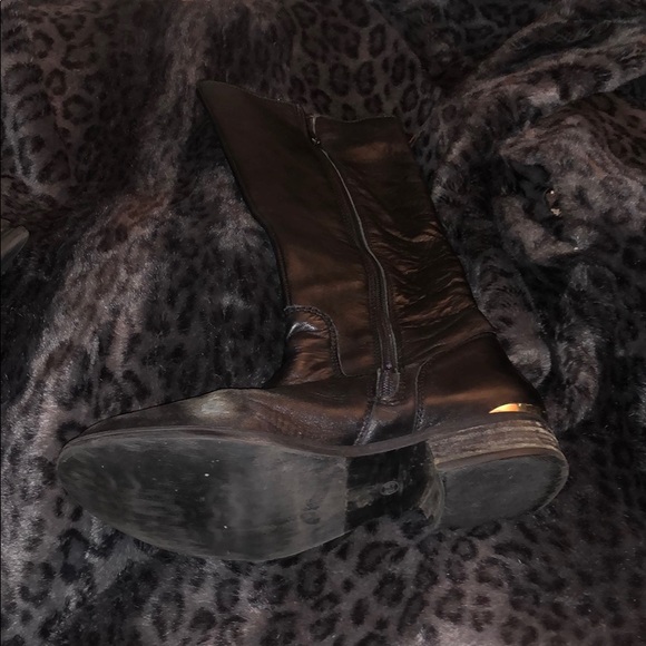 BLK LEATHER STEVE MADDEN HEELED ZIPPER BOOTS SZ8.5 - Picture 14 of 16